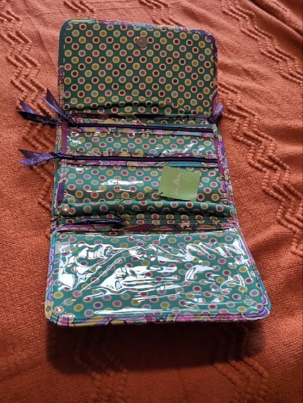 Vera Bradley Multicolor Purple Floral Quilted Fold-over Jewelry Vase